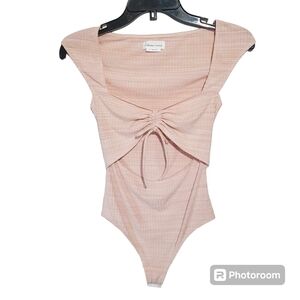 Lovers & Friends Ribbed Bodysuit, Sleeveless Tie Front Open Front